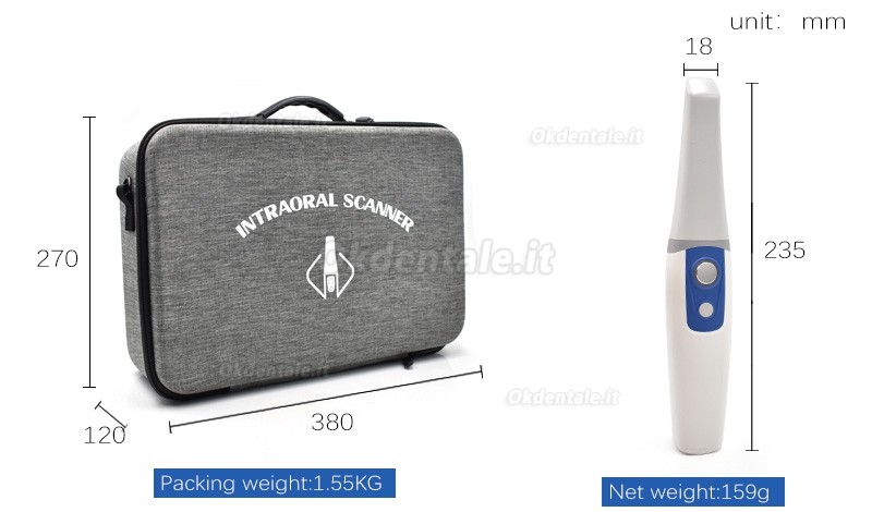 Scanner intraorale 3D dentali M108 con sorgente luminosa a LED, senza polvere e antiappannamento
